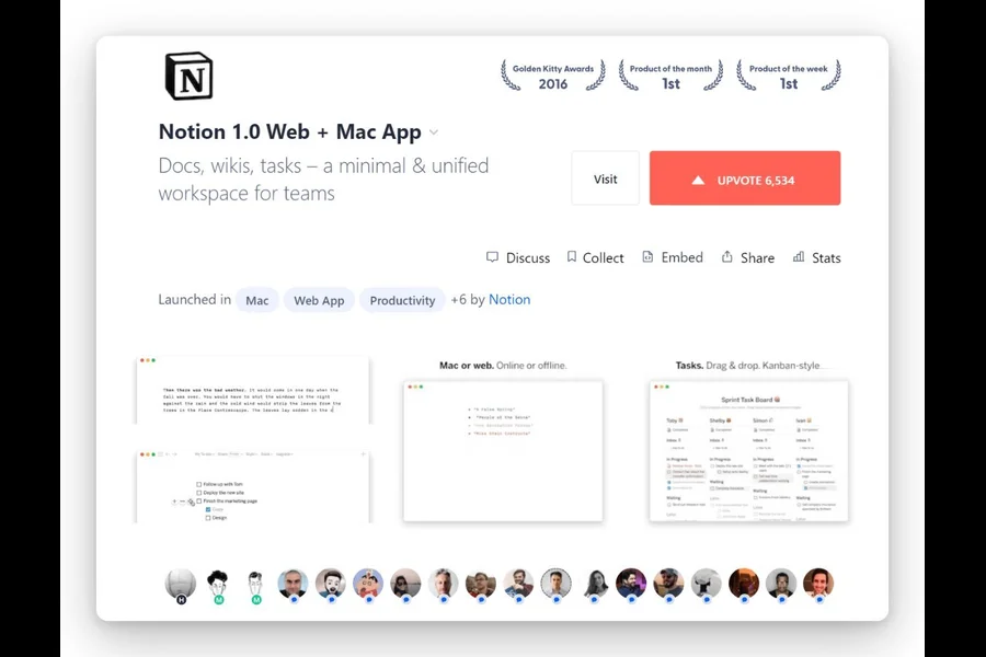 Notion 1.0 in 2016 for mac and web